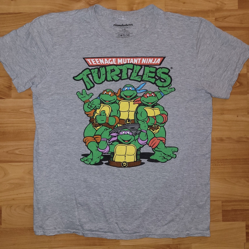 Nickelodeon Teenage Mutant Ninja Turtles, Grey Large Nostalgic Tshirt